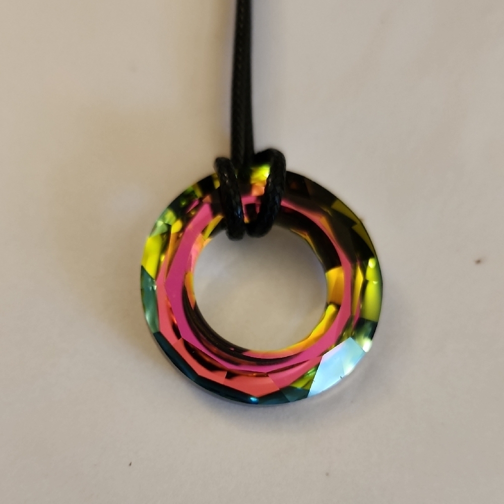 Aurora Borealis  Circle Gem necklace. LIMITED Quantity